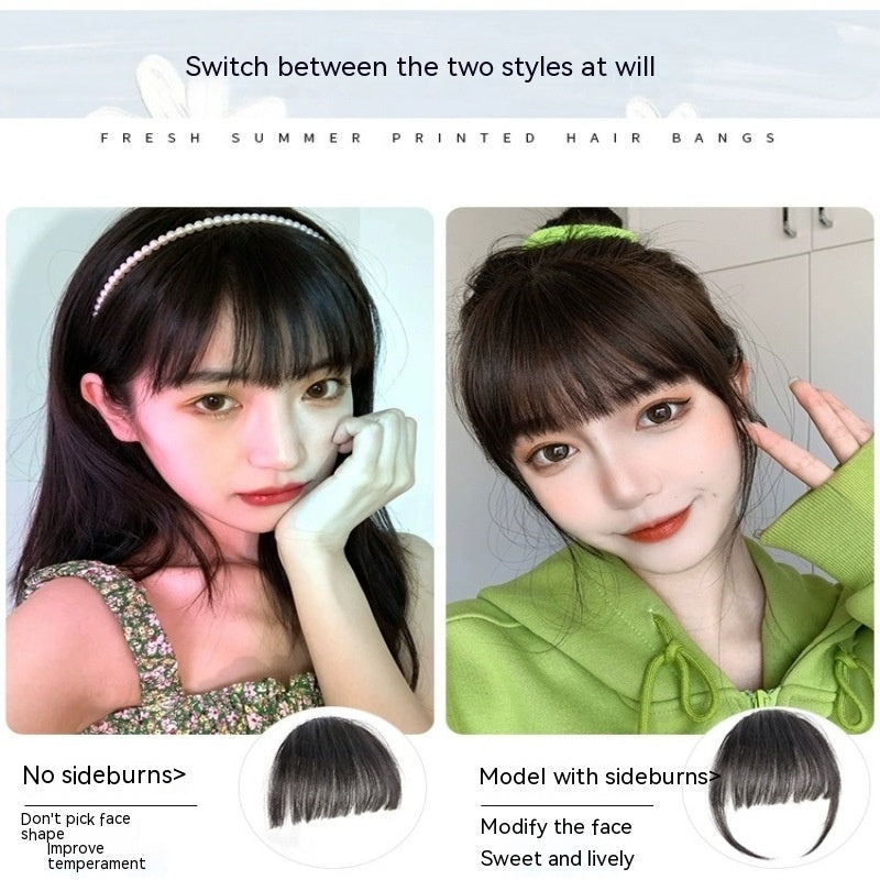 Natural Straight Bangs Hairpiece – Seamless Invisible Clip-In Fringe Wig - HZ Mobile