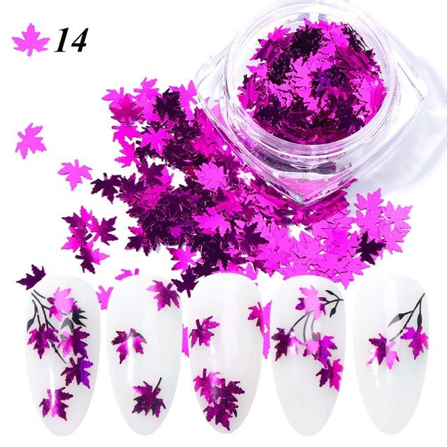 Gradient Maple Leaf Nail Sequins – Autumn Iridescent Glitter Flakes for DIY Acrylic & Gel Nails - HZ Mobile