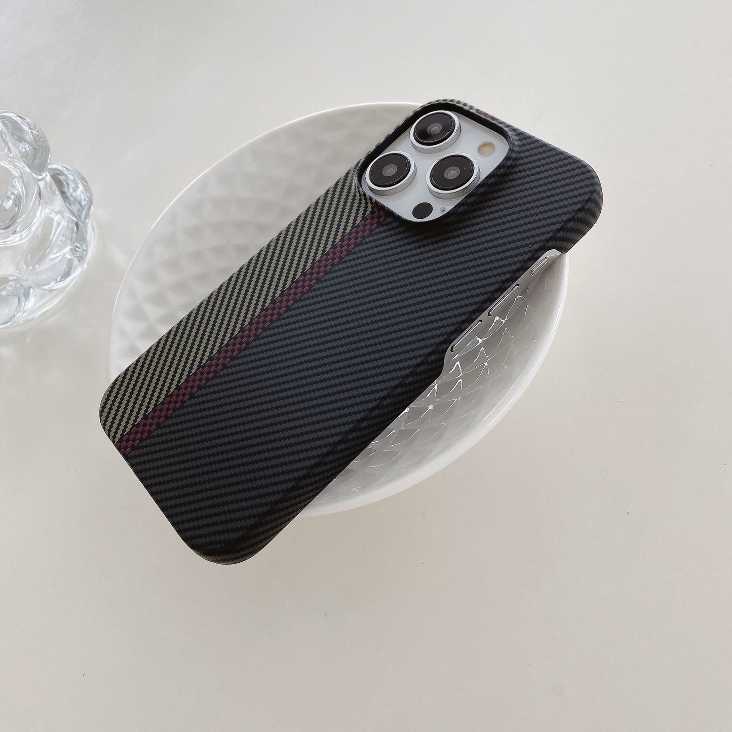 Carbon Fiber Striped iPhone Case – Hard Shell Protective Half Pack Phone Cover - HZ Mobile