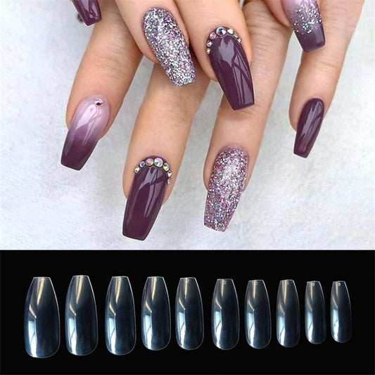 500 Pcs Transparent Natural Fake Nails – Full Cover Acrylic Nail Tips for DIY Manicure & Nail Art - HZ Mobile