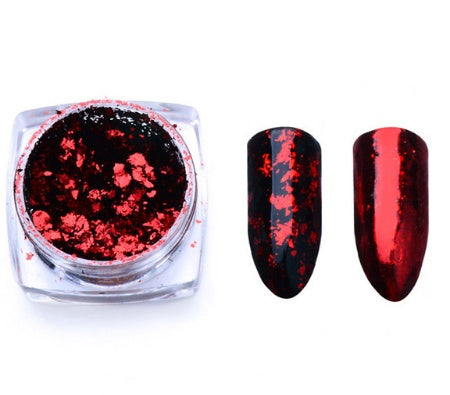 Aluminio Nail Flakes – Irregular Mirror Magic Glitter Pigment in Gold, Silver & Red for Nail Art Decoration - HZ Mobile