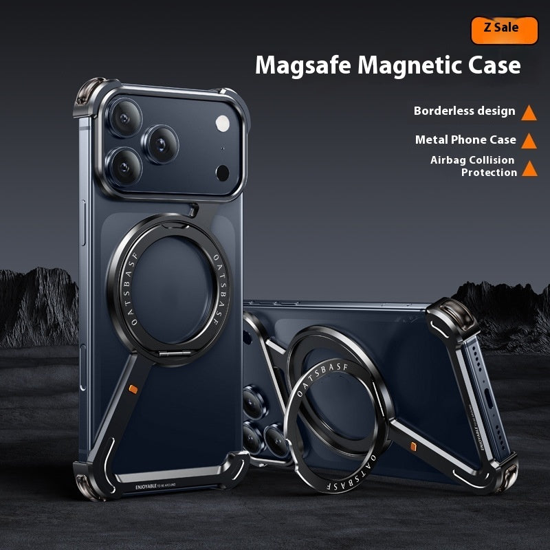 Suitable For IPhone17promax Metal Frame Phone Case With Magnetic Bracket - HZ Mobile