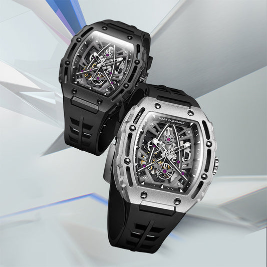 Men’s Barrel-Shaped Hollow Automatic Mechanical Watch – HZ Mobile - HZ Mobile