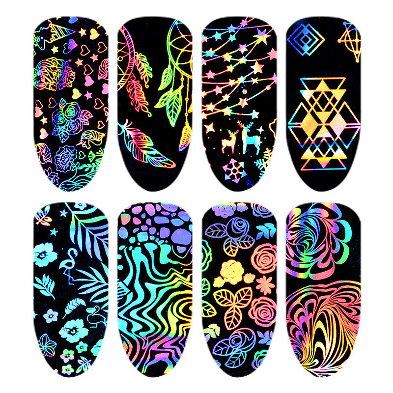 Laser Star Nail Stickers – Thermal Transfer Symphony Foil Decals for DIY & Salon Nail Art - HZ Mobile