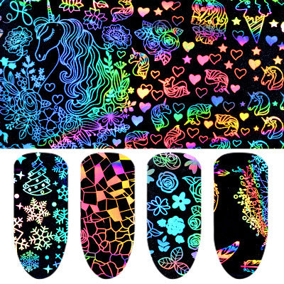 Laser Star Nail Stickers – Thermal Transfer Symphony Foil Decals for DIY & Salon Nail Art - HZ Mobile