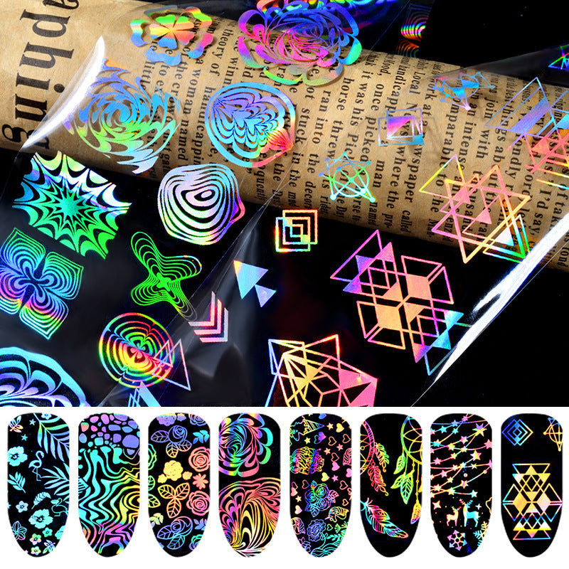 Laser Star Nail Stickers – Thermal Transfer Symphony Foil Decals for DIY & Salon Nail Art - HZ Mobile