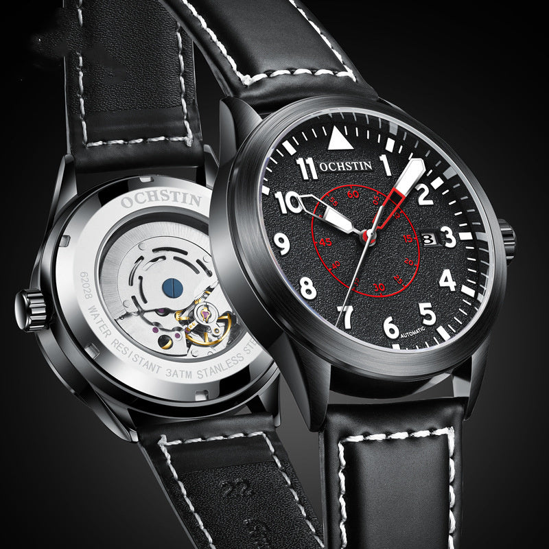 Metal Automatic Mechanical Leather Waterproof Men’s Luminous Watch – HZ Mobile - HZ Mobile