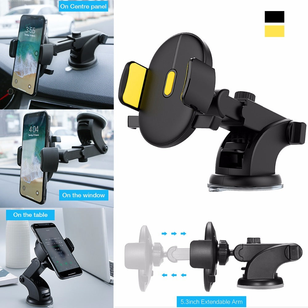 Car Phone Holder Long Rod Telescopic Car Dashboard Suction Cup Type - HZ Mobile