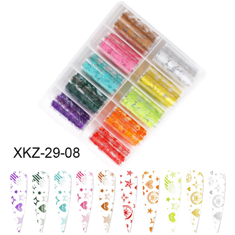 Butterfly & Star Nail Transfer Paper – Laser Foil Stickers for DIY European & American Nail Art - HZ Mobile