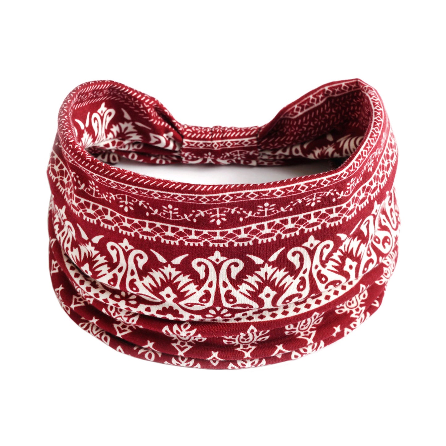 Bohemian Yoga Sports Headband – Cashew Print, Sweat-Absorbent & Non-Slip Elastic Hairband - HZ Mobile
