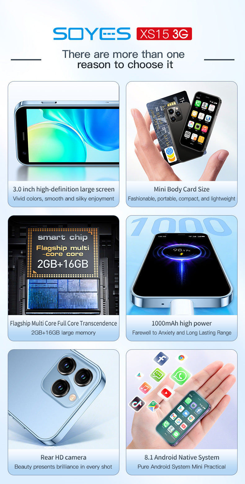 S23PRO & XS15 Mini Smart Small Mobile Phone 30 Screen 2G 16G Android 3G Network WIFI - HZ Mobile