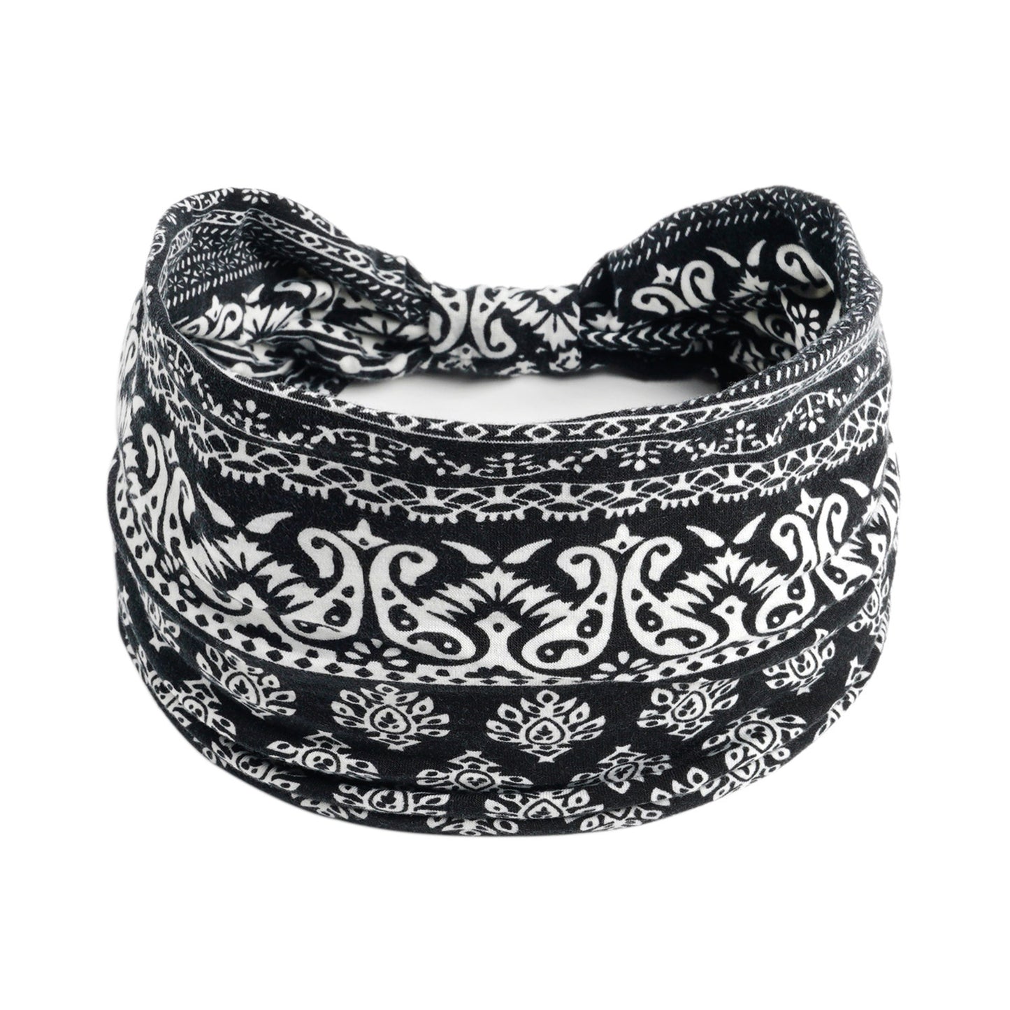 Bohemian Yoga Sports Headband – Cashew Print, Sweat-Absorbent & Non-Slip Elastic Hairband - HZ Mobile