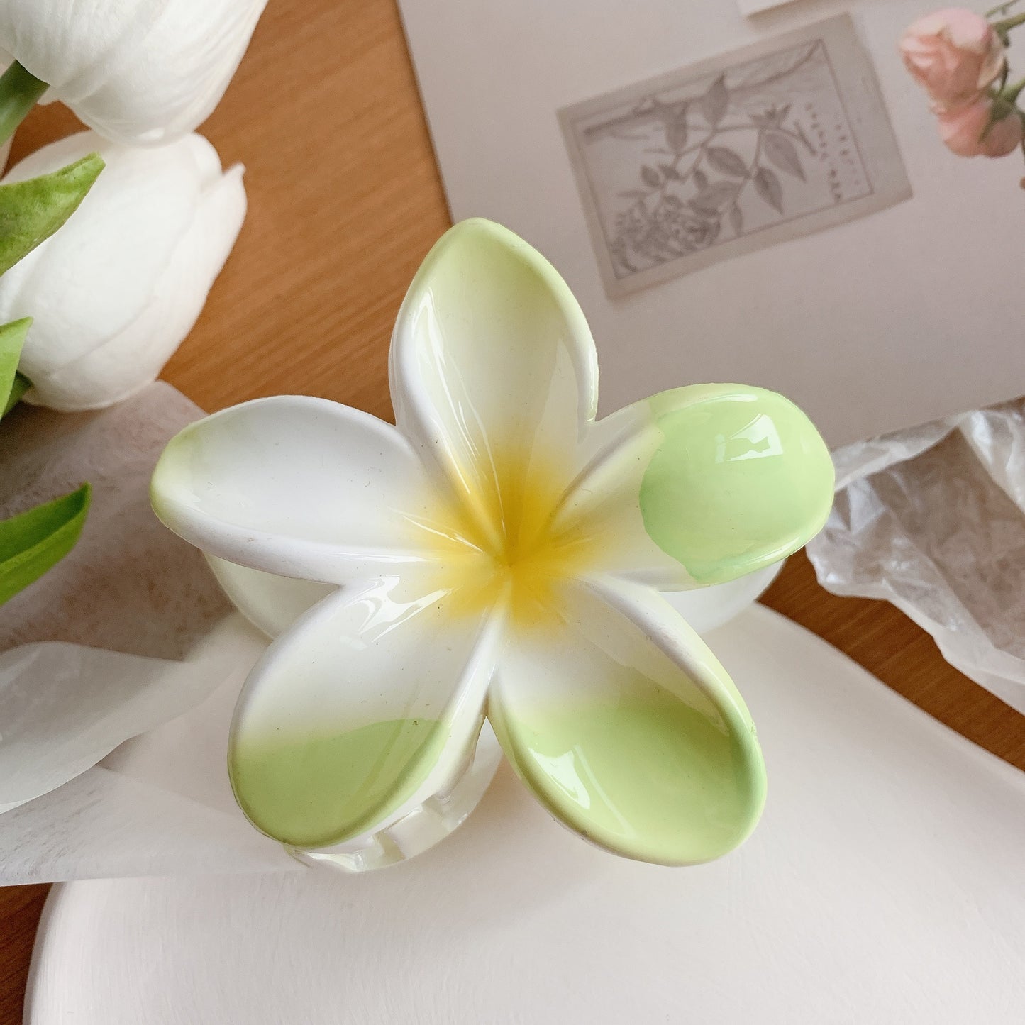 Muweordy Plumeria Hair Clips – Trendy Korean Flower Hair Claw Clip for Women | Stylish Hair Catch & Accessories - HZ Mobile