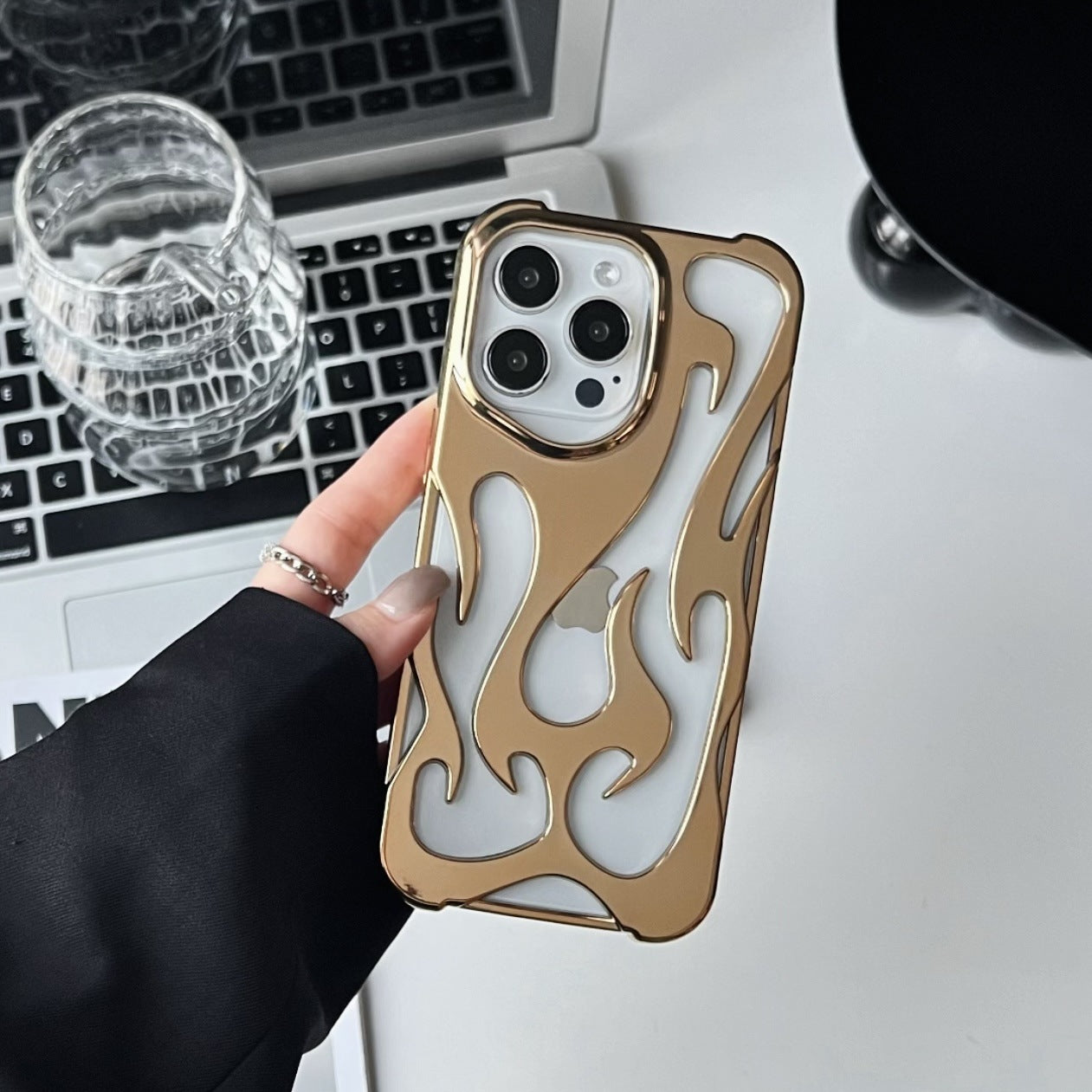 Electroplating Hollow Heat Dissipation Phone Case Flame Pattern High-grade Soft Shell - HZ Mobile