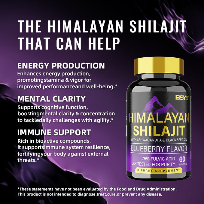 BSYS Shilajit Gummies – 60 Count Natural Energy, Stamina & Vitality Supplement - HZ Mobile