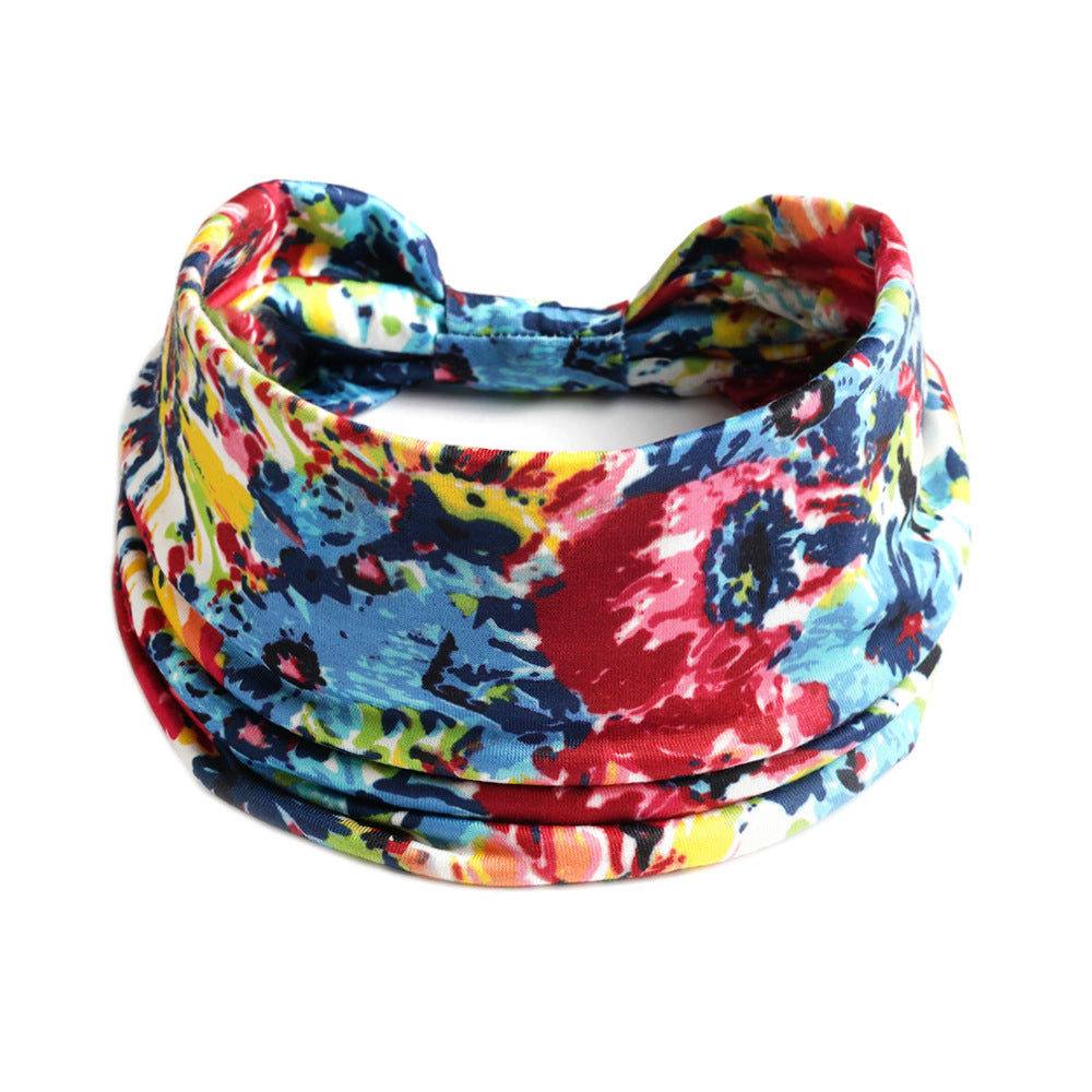 Bohemian Yoga Sports Headband – Cashew Print, Sweat-Absorbent & Non-Slip Elastic Hairband - HZ Mobile