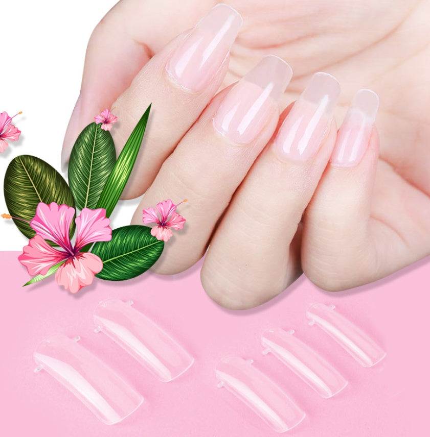 100 Pcs Crystal Transparent False Nails with Solid-State Extension Glue – Easy DIY Nail Extensions - HZ Mobile