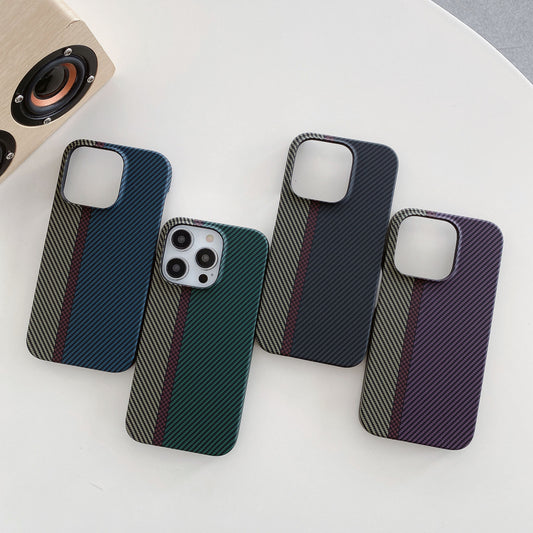 Carbon Fiber Striped iPhone Case – Hard Shell Protective Half Pack Phone Cover - HZ Mobile