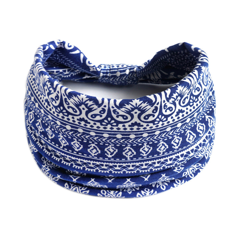 Bohemian Yoga Sports Headband – Cashew Print, Sweat-Absorbent & Non-Slip Elastic Hairband - HZ Mobile