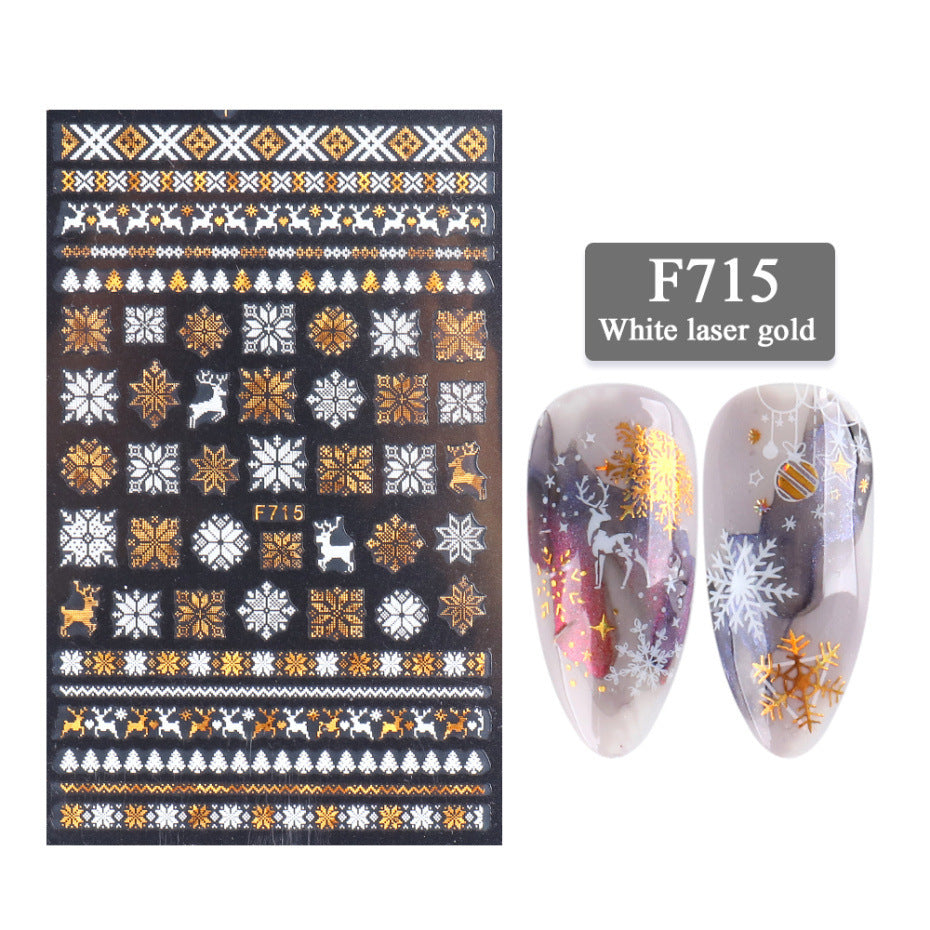 3D Christmas Snowflake Nail Stickers – Two-Color Golden Laser Thin Decals for DIY & Salon Manicure - HZ Mobile