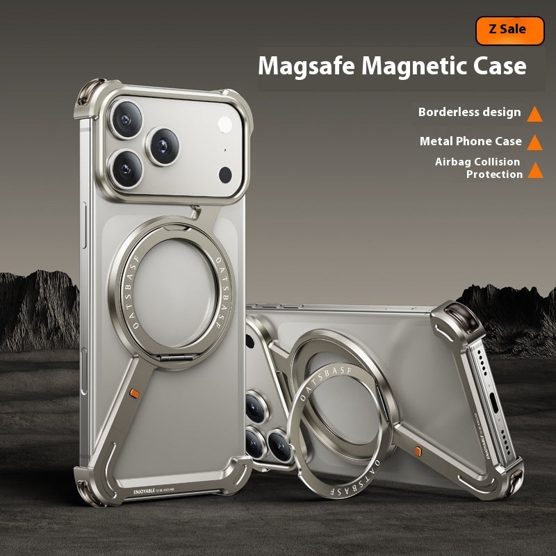 Suitable For IPhone17promax Metal Frame Phone Case With Magnetic Bracket - HZ Mobile