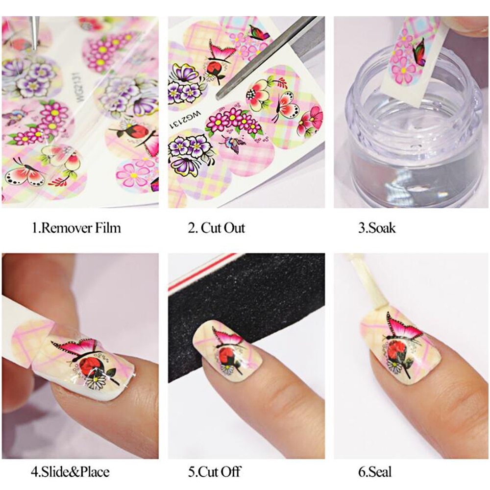 Butterfly & Flower Nail Sticker – 1pc Water Transfer Decal Slider for Nail Art & Manicure Wraps (JISTZ508) - HZ Mobile
