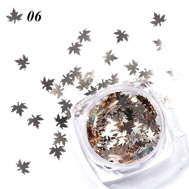 Gradient Maple Leaf Nail Sequins – Autumn Iridescent Glitter Flakes for DIY Acrylic & Gel Nails - HZ Mobile