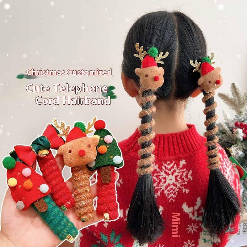 Christmas Hair Ties for Girls – Cute Elastic Telephone Wire Spiral Bands & Festive Kids Hair Accessories - HZ Mobile