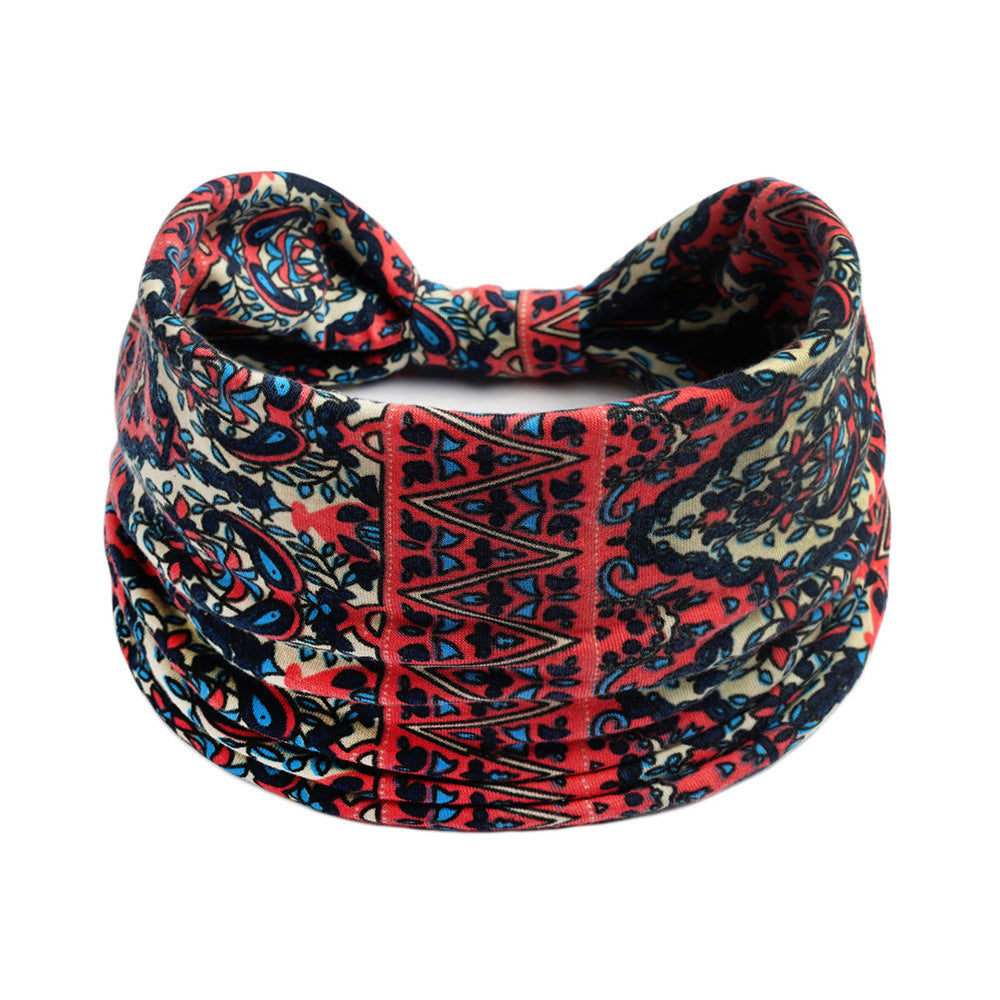 Bohemian Yoga Sports Headband – Cashew Print, Sweat-Absorbent & Non-Slip Elastic Hairband - HZ Mobile