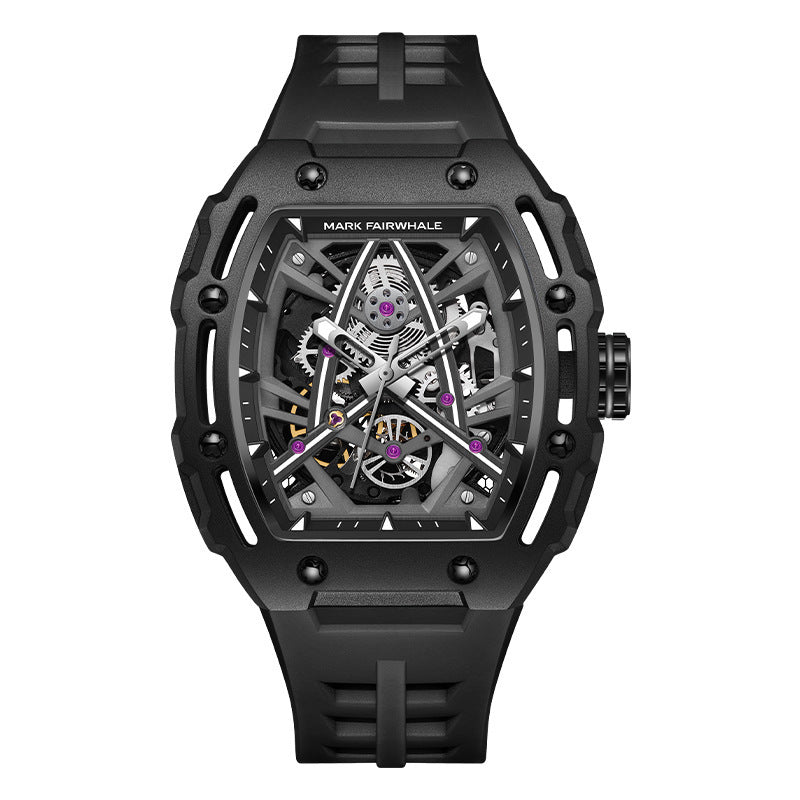 Men’s Barrel-Shaped Hollow Automatic Mechanical Watch – HZ Mobile - HZ Mobile