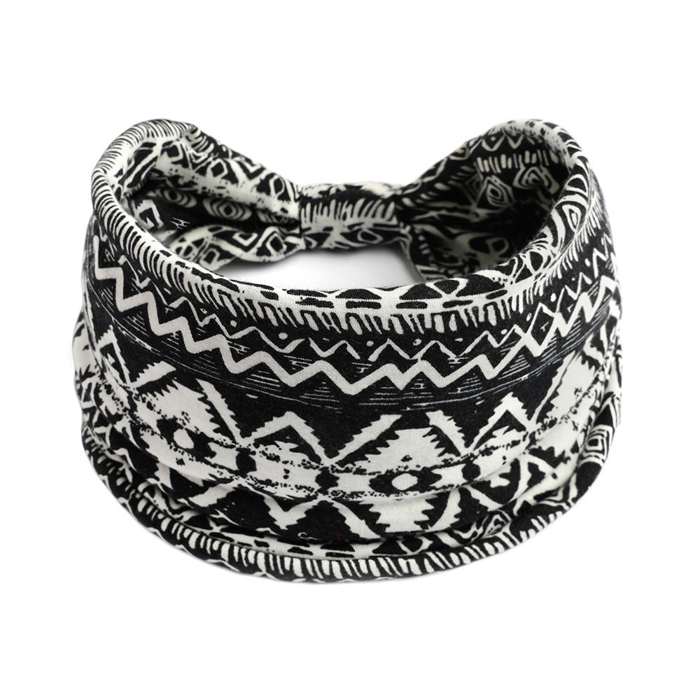 Bohemian Yoga Sports Headband – Cashew Print, Sweat-Absorbent & Non-Slip Elastic Hairband - HZ Mobile