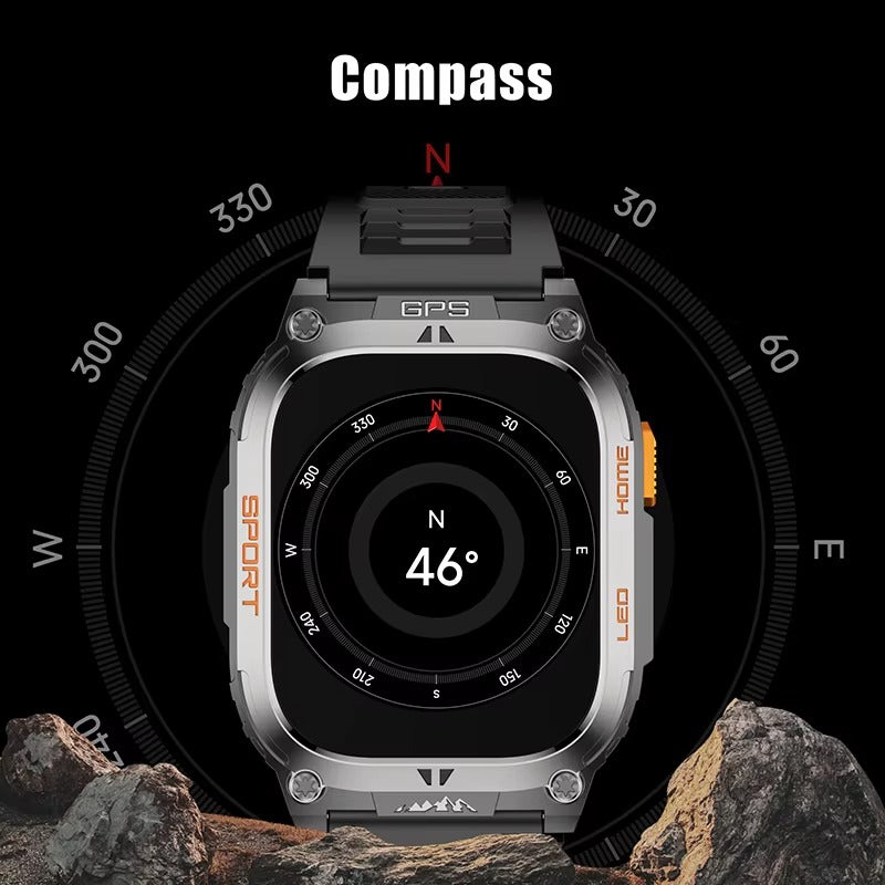 AWQX18 Smartwatch – Military Style Fitness Tracker with GPS, Compass & Bluetooth Call - HZ Mobile
