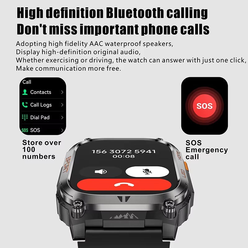 AWQX18 Smartwatch – Military Style Fitness Tracker with GPS, Compass & Bluetooth Call - HZ Mobile