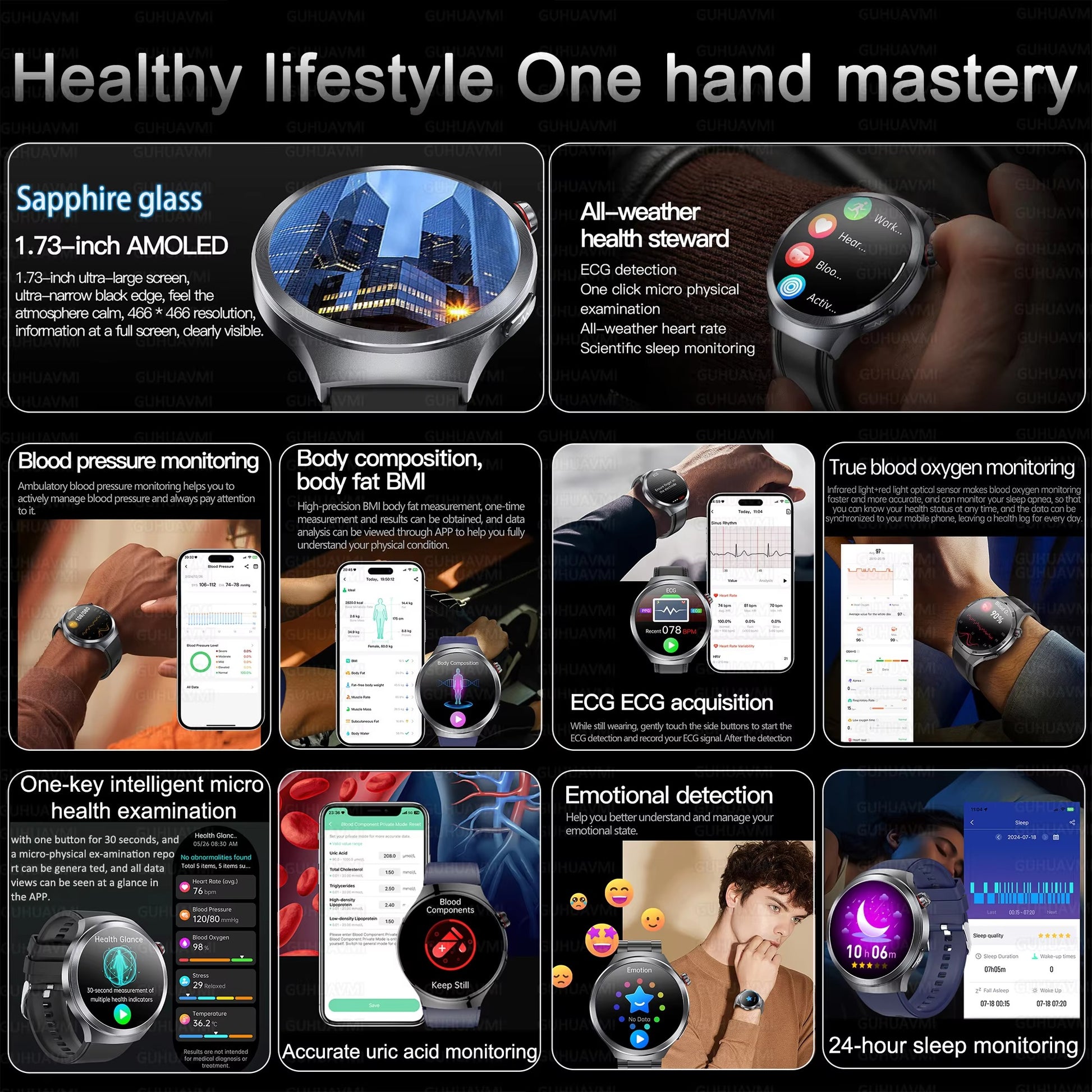 2025 Xiaomi Health Tracker Smartwatch — ECG + PPG, Uric Acid & Blood Lipids Monitoring, Body Analysis & Blood Pressure - HZ Mobile