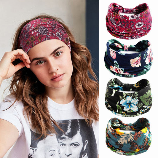 Bohemian Yoga Sports Headband – Cashew Print, Sweat-Absorbent & Non-Slip Elastic Hairband - HZ Mobile