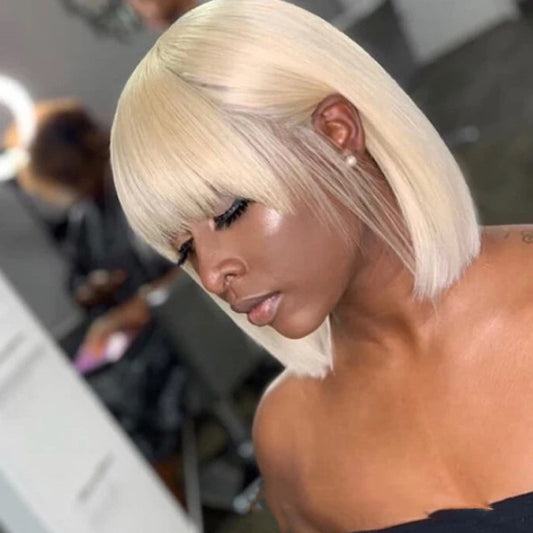 Bobo Light Golden Short Wig – Synthetic Chemical Fiber Bob Hairpiece - HZ Mobile