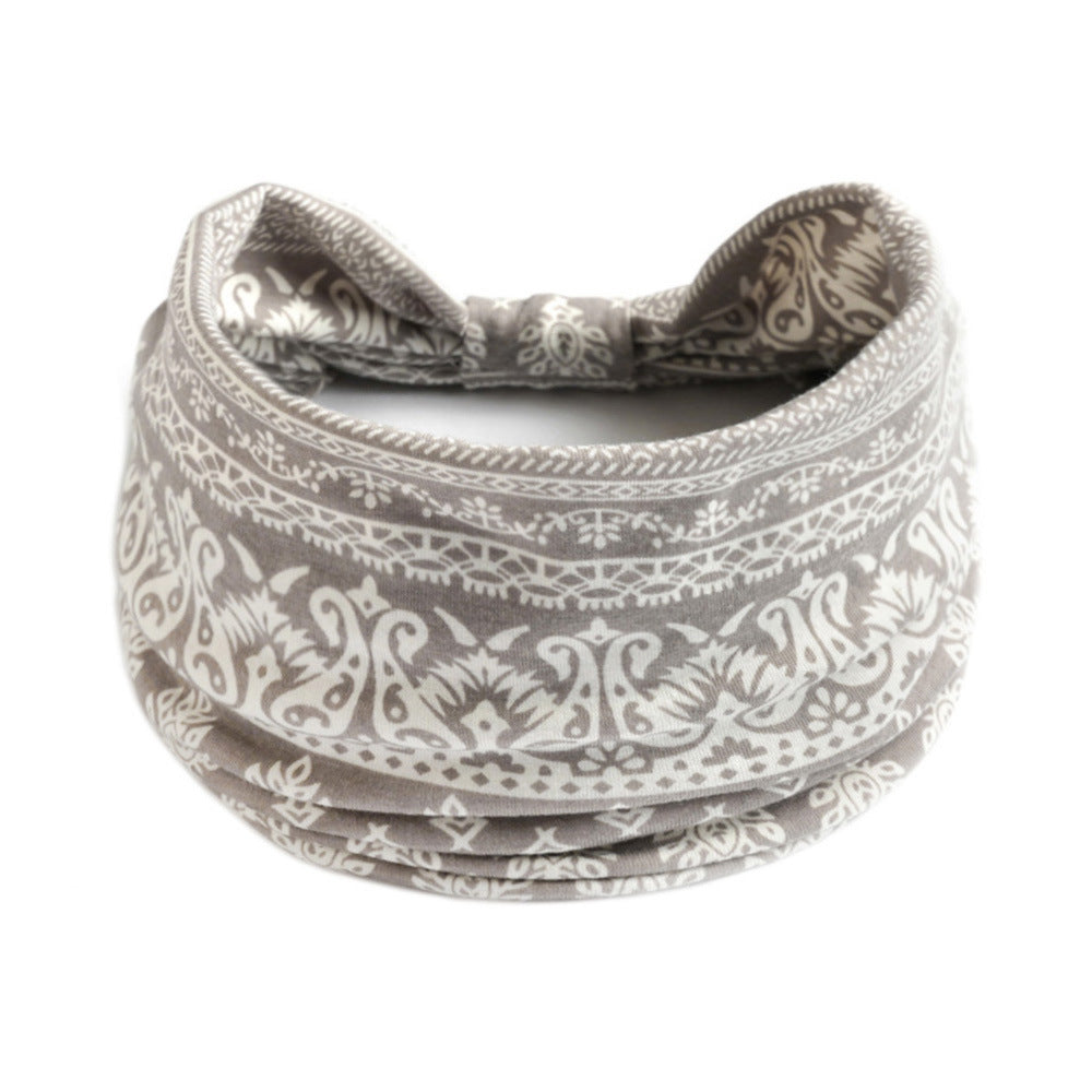 Bohemian Yoga Sports Headband – Cashew Print, Sweat-Absorbent & Non-Slip Elastic Hairband - HZ Mobile