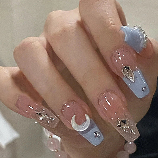 Stars & Moon Fake Nails – Celestial Press-On Tips for DIY & Salon Manicure - HZ Mobile