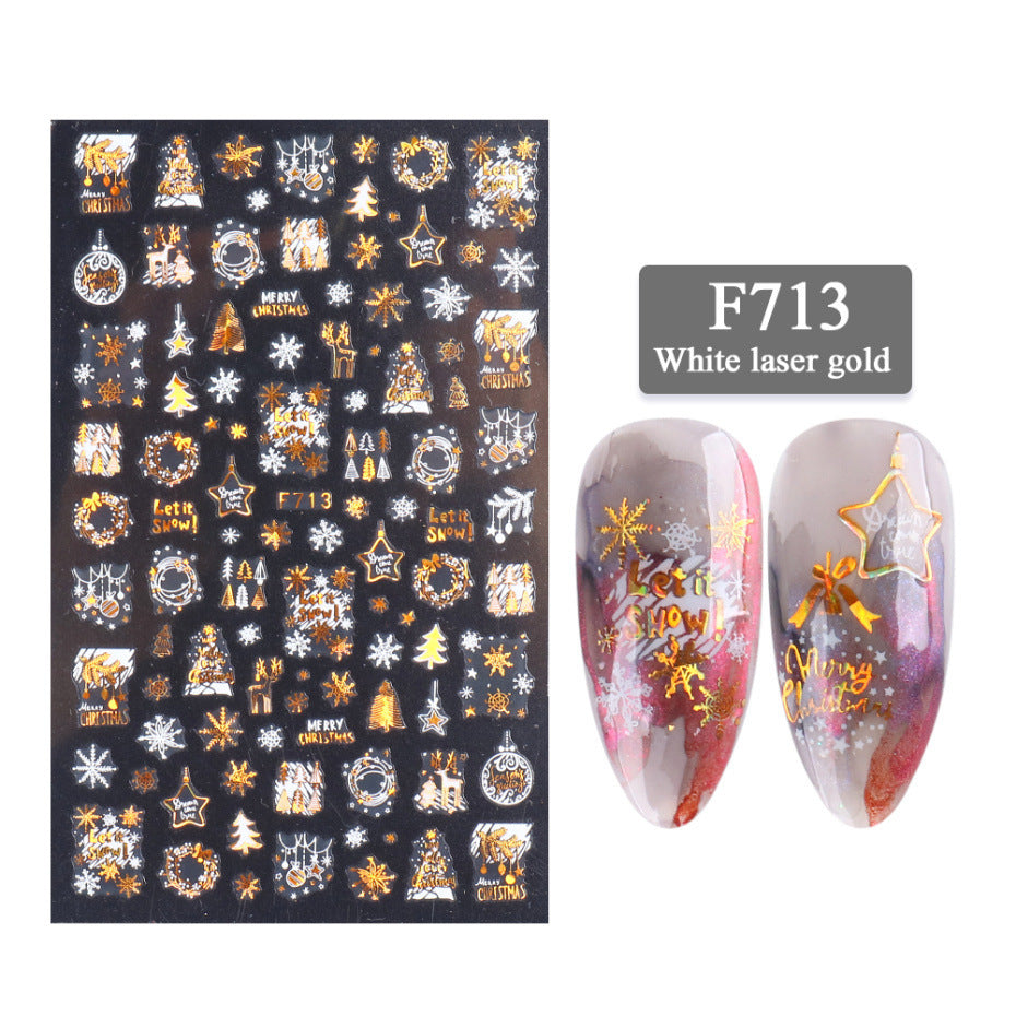 3D Christmas Snowflake Nail Stickers – Two-Color Golden Laser Thin Decals for DIY & Salon Manicure - HZ Mobile