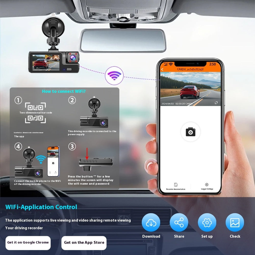 Driving Recorder Supports WiFi Mobile Phone Interconnection Reversing Image - HZ Mobile