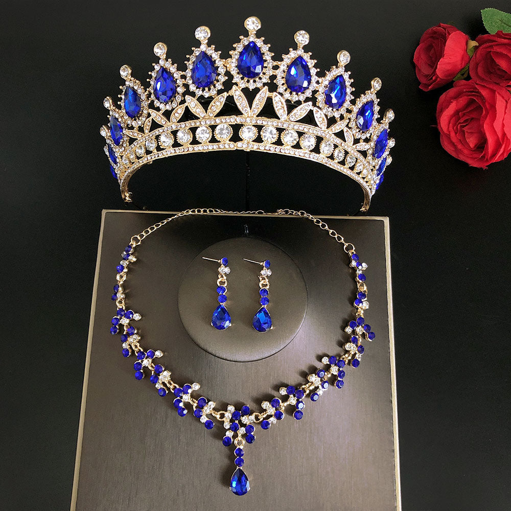 Royal Queen Bridal Jewelry Set – Luxury Wedding Tiara & Earrings Necklace Set for Women - HZ Mobile
