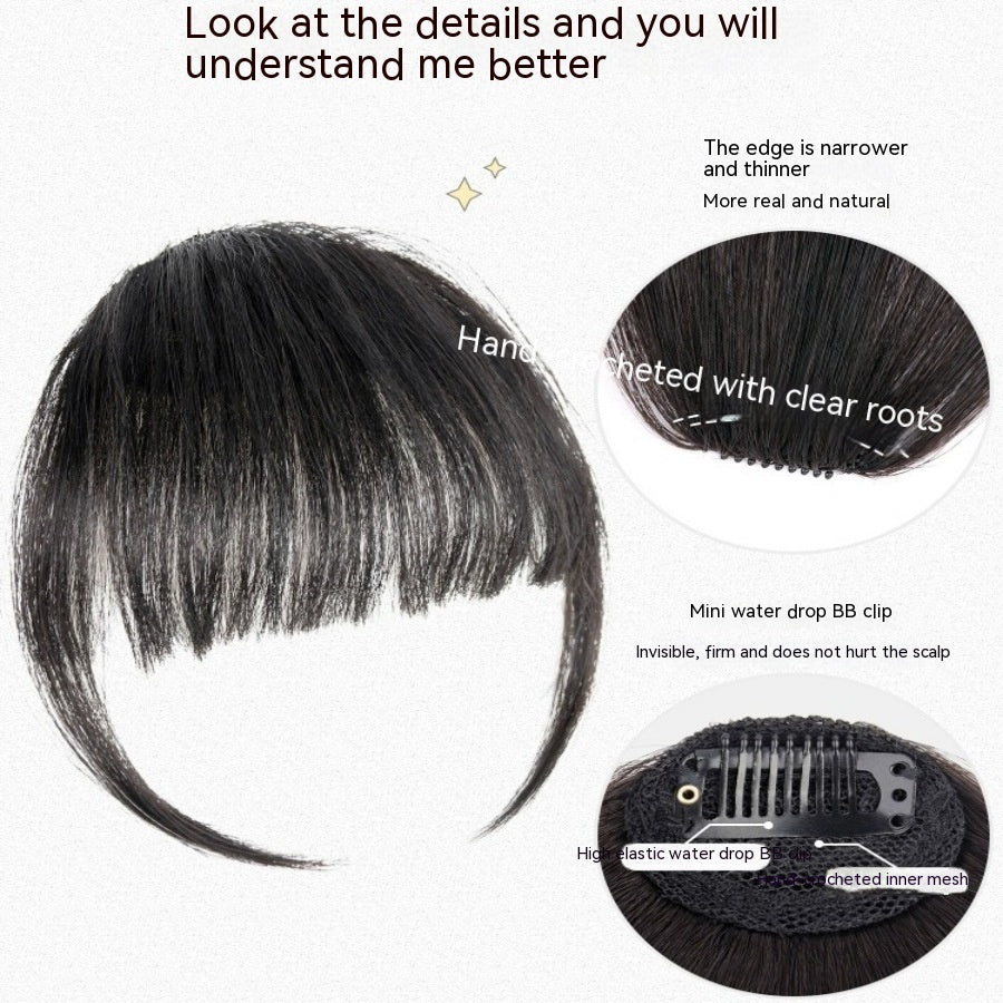 Natural Straight Bangs Hairpiece – Seamless Invisible Clip-In Fringe Wig - HZ Mobile
