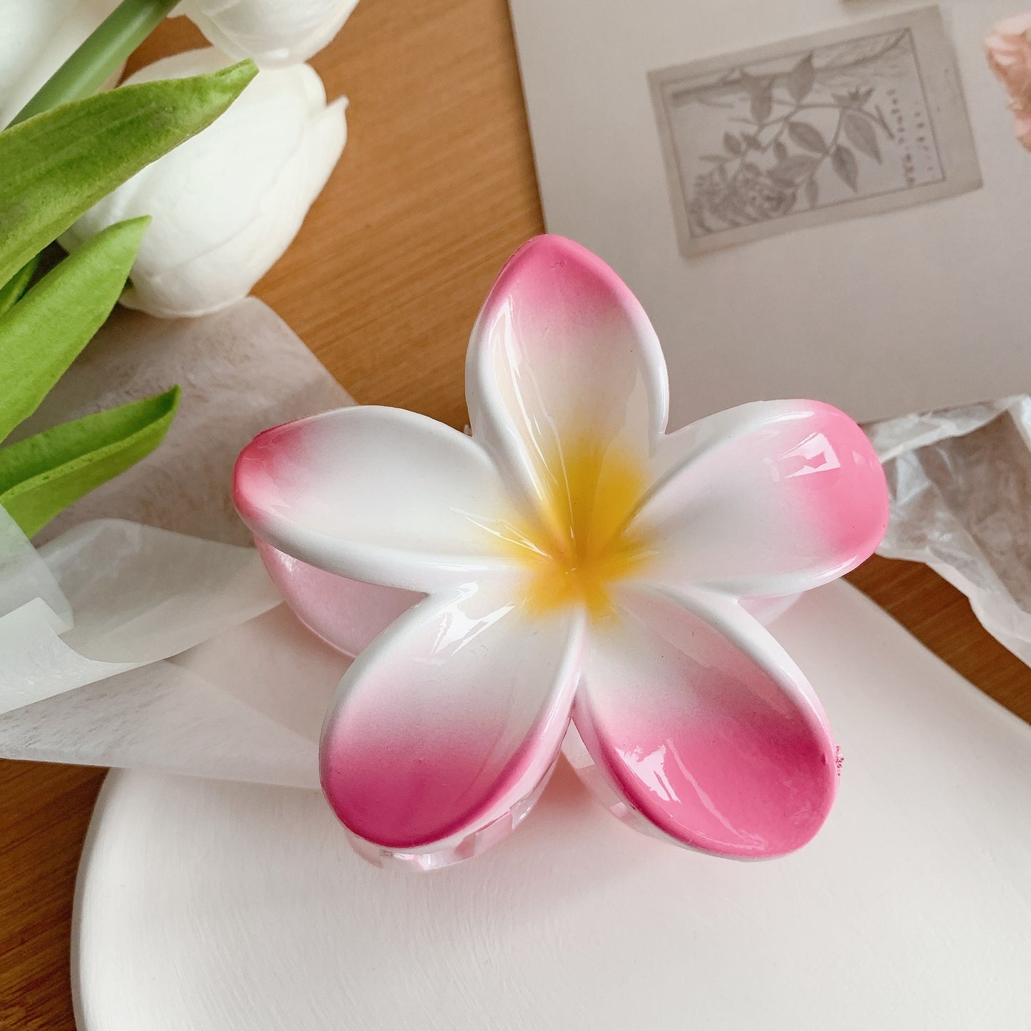 Muweordy Plumeria Hair Clips – Trendy Korean Flower Hair Claw Clip for Women | Stylish Hair Catch & Accessories - HZ Mobile