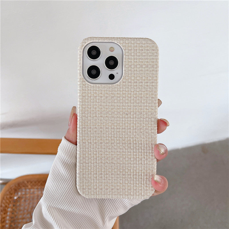 Woven Pattern iPhone Case – Autumn & Winter Solid Color Drop-Resistant Protective Cover - HZ Mobile