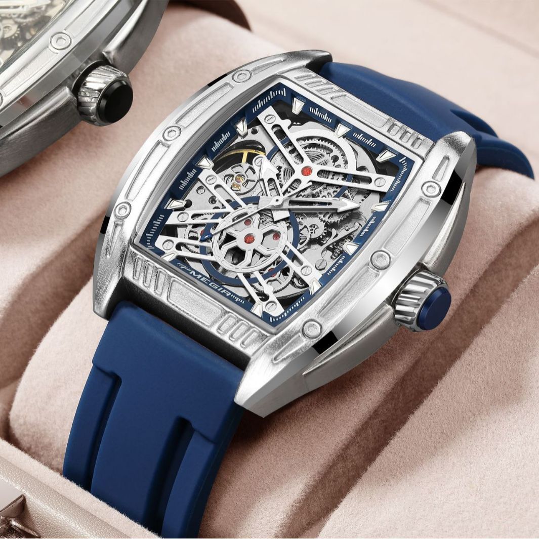 Men’s Wine Barrel Mechanical Watch with Silicone Strap – HZ Mobile - HZ Mobile