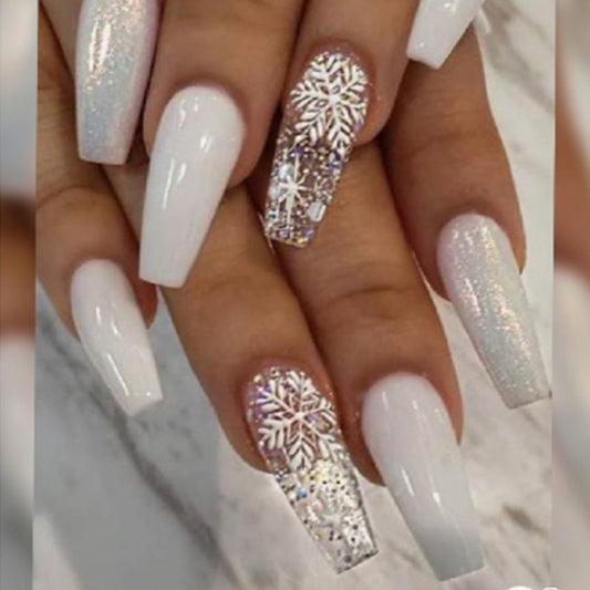 Ice Glitter Short Ballet False Nails – Sparkling Press-On Tips for DIY & Salon Nail Art - HZ Mobile