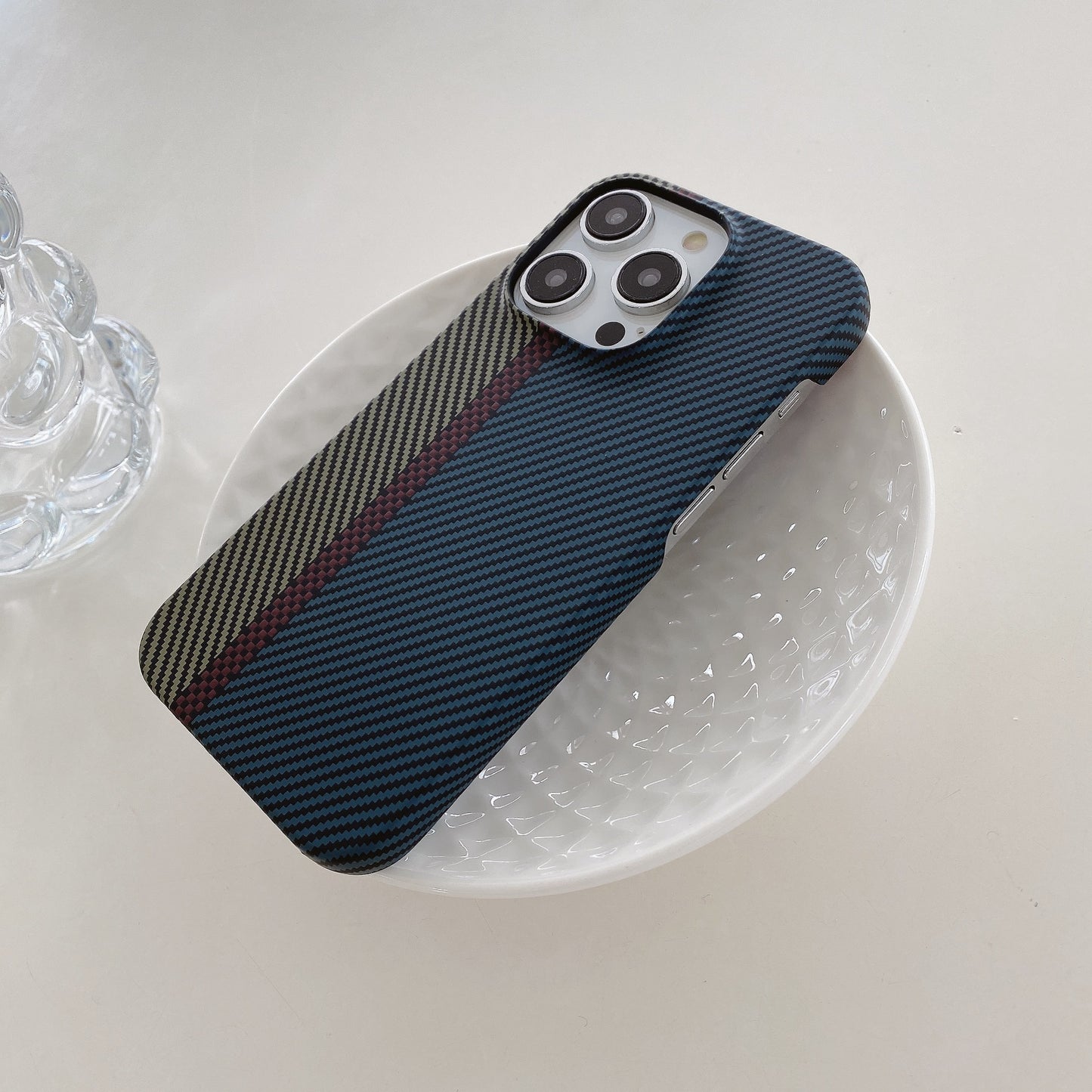 Carbon Fiber Striped iPhone Case – Hard Shell Protective Half Pack Phone Cover - HZ Mobile