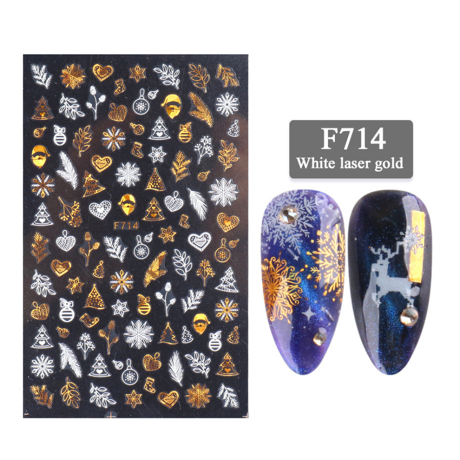 3D Christmas Snowflake Nail Stickers – Two-Color Golden Laser Thin Decals for DIY & Salon Manicure - HZ Mobile