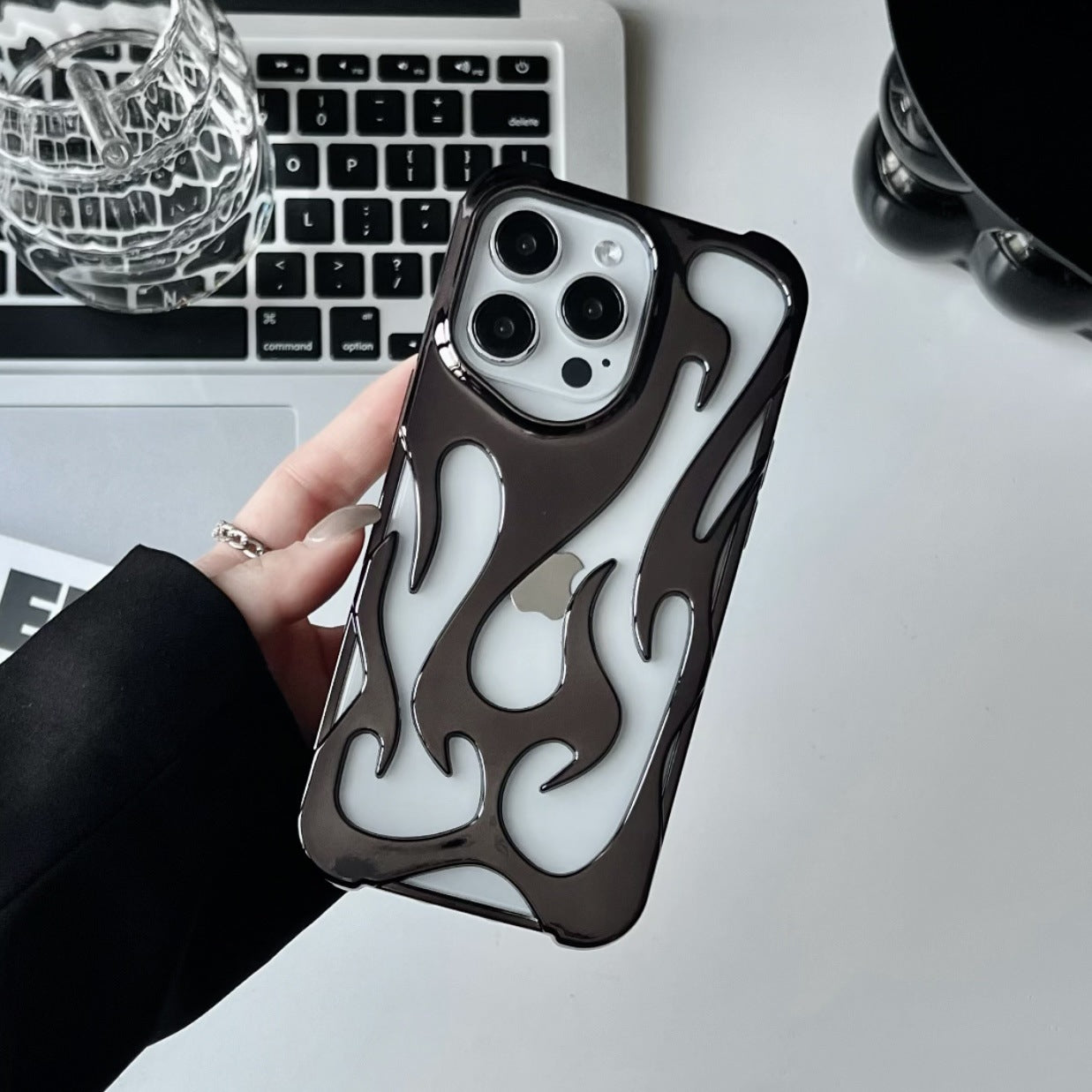 Electroplating Hollow Heat Dissipation Phone Case Flame Pattern High-grade Soft Shell - HZ Mobile
