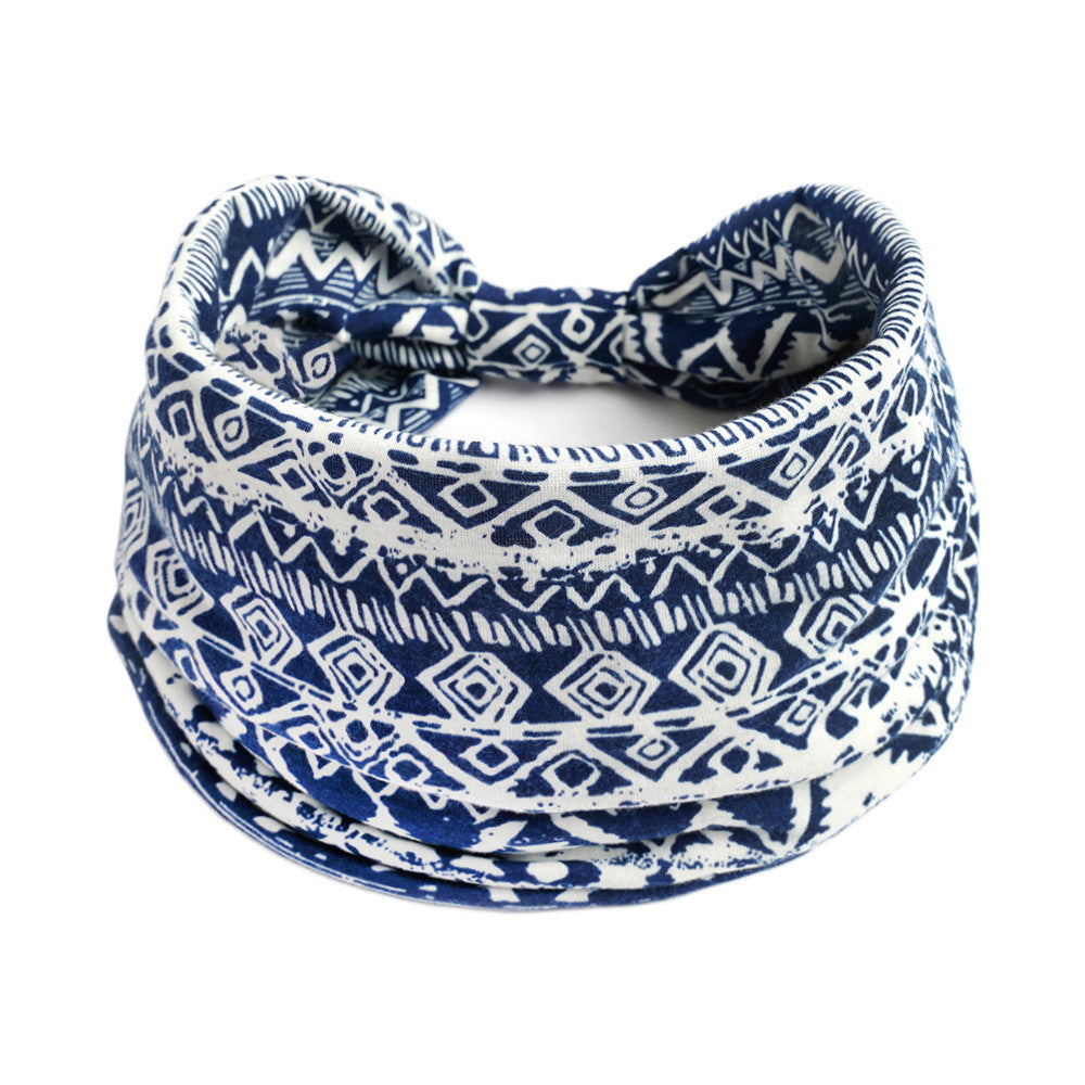 Bohemian Yoga Sports Headband – Cashew Print, Sweat-Absorbent & Non-Slip Elastic Hairband - HZ Mobile